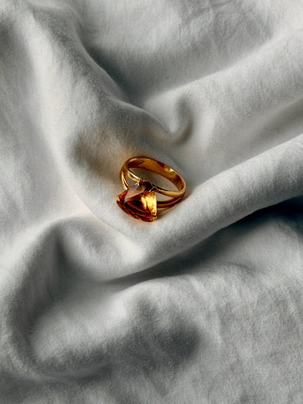 Classic Triangle Travel Ring - Gold - Reconstituted Imperial Topaz